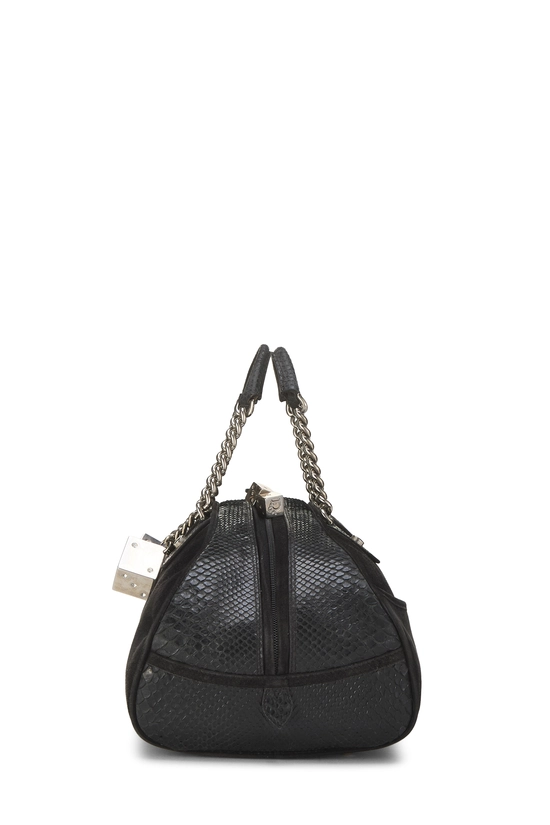 Black Suede Gambler Bowler Bag, , large image number 2