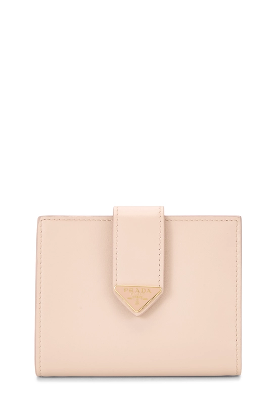Beige Leather Compact Wallet, , large image number 0
