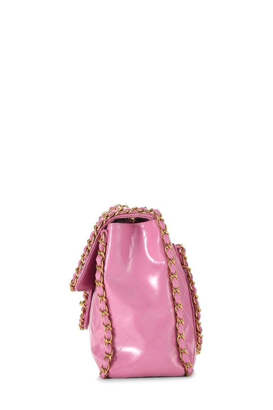 Pink Quilted Patent Leather Chain Border Flap Maxi, , large image number 2