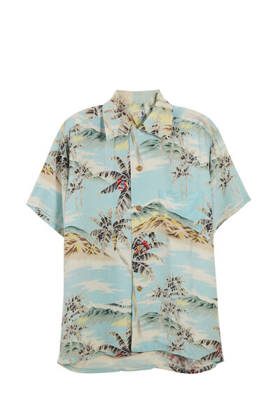 Blue Palm Trees Iolani Hawaiian Shirt