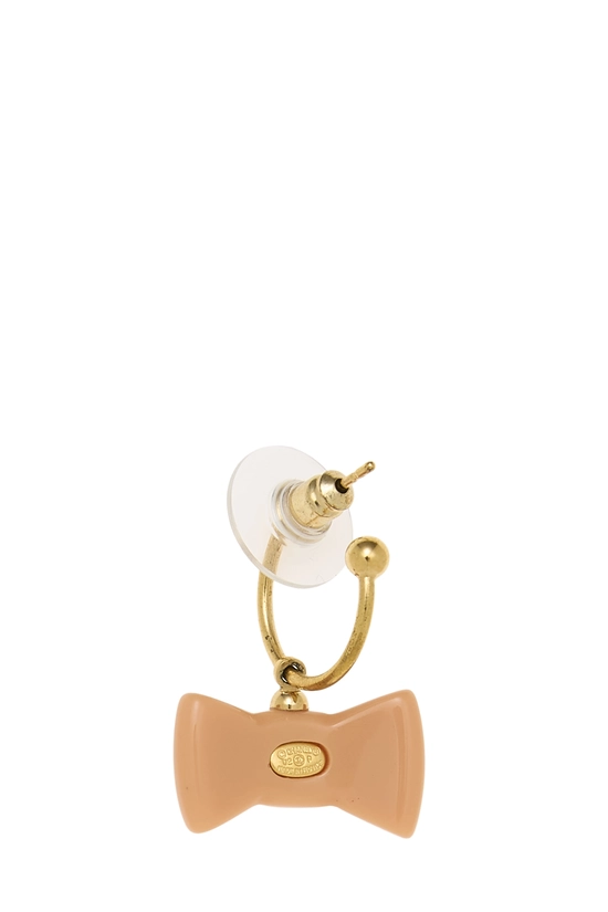 Pink Acrylic Dangle 'CC' Bow Earrings, , large image number 1