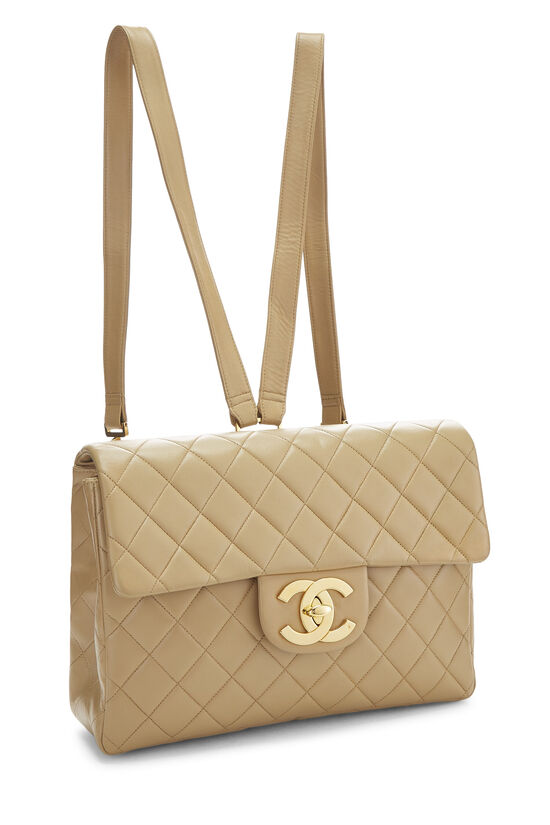 Beige Quilted Lambskin Classic Flap Backpack, , large image number 2