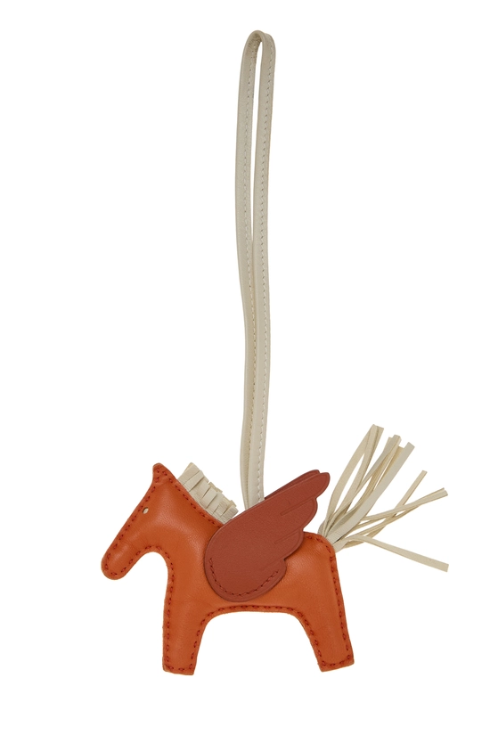 Orange, Nata and Terre Battue Milo Leather Rodeo Pegase Bag Charm TPM, , large image number 0