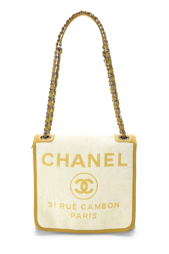 Yellow Woven Raffia Deauville Messenger, , large image number 0