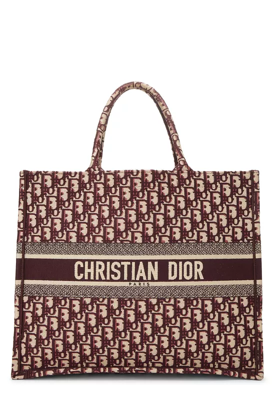 Burgundy Embroidered Trotter Canvas Book Tote Large, , large image number 0