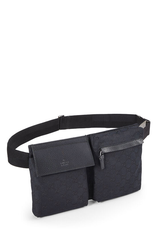 Black GG Canvas Double Pocket Waist Pouch Small, , large image number 1