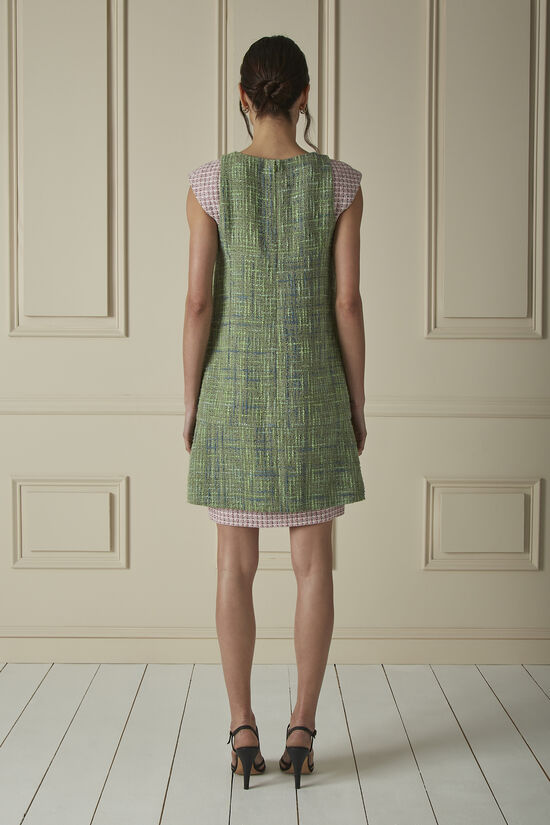Akris punto Paneled Fringe-Seam Tweed Dress