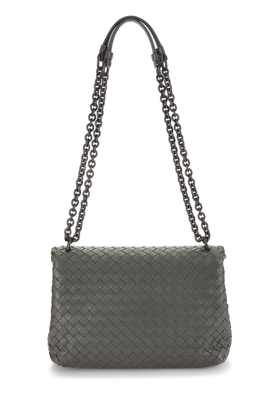 Grey Intrecciato Leather Olimpia Shoulder Bag Small, , large image number 3