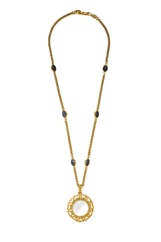 Gold & Blue Monocle Necklace, , large image number 0