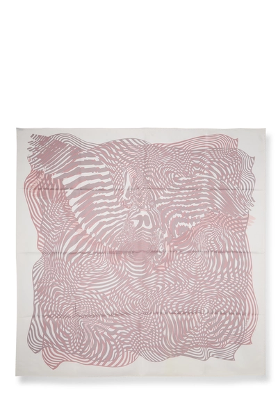 White & Multicolor 'Onde De Chic' Silk Scarf 90