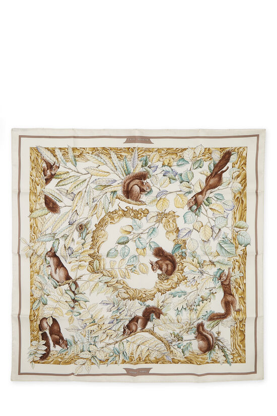 White & Multicolor 'Casse-Noisette' Silk Scarf 90, , large image number 0