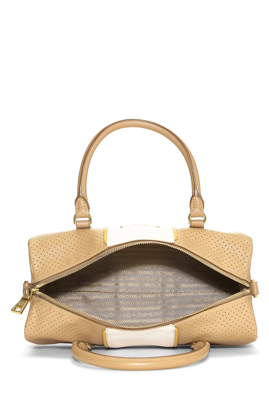 Multicolor Perforated Leather Boston Bag, , large image number 5