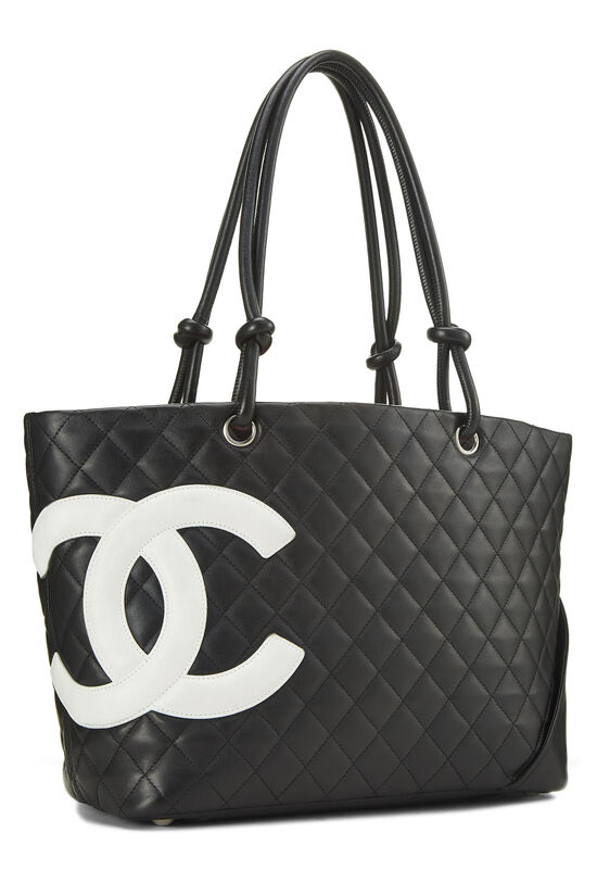 Pre-Owned Black Calfskin Cambon Tote Large Q6BCHN3PK500D