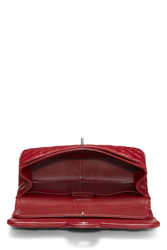 Chanel Red Quilted Caviar New Classic Double Flap Jumbo