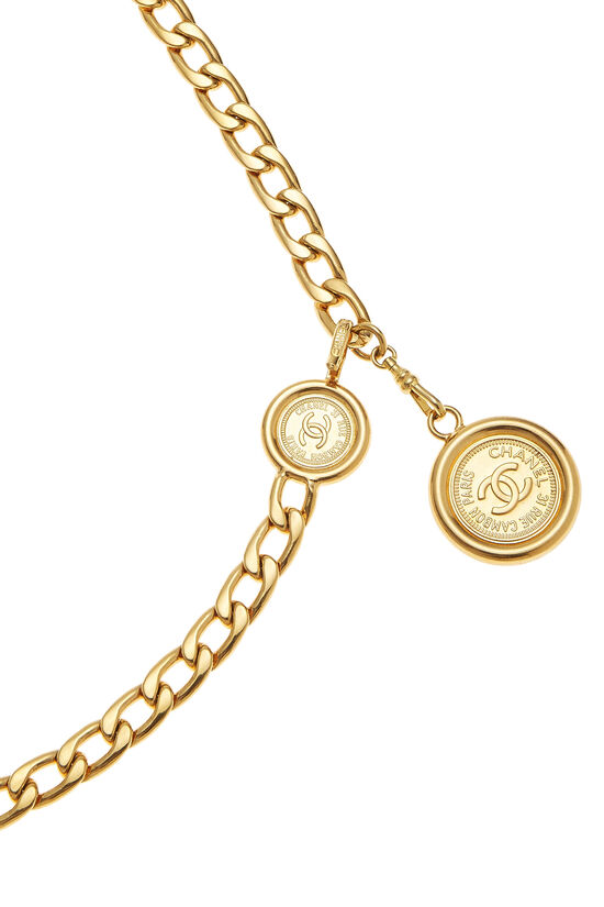 Gold 'CC' Medallion Chain Belt, , large image number 1