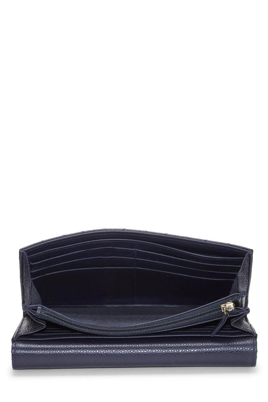 Navy Caviar Classic Flap Wallet, , large image number 3