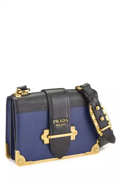 Black & Blue Leather Cahier Crossbody, , large