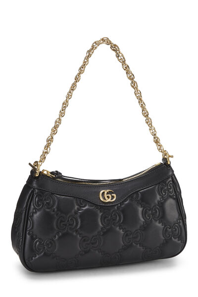 Black Leather 'GG' Marmont Matelass&eacute; Shoulder Bag, , large