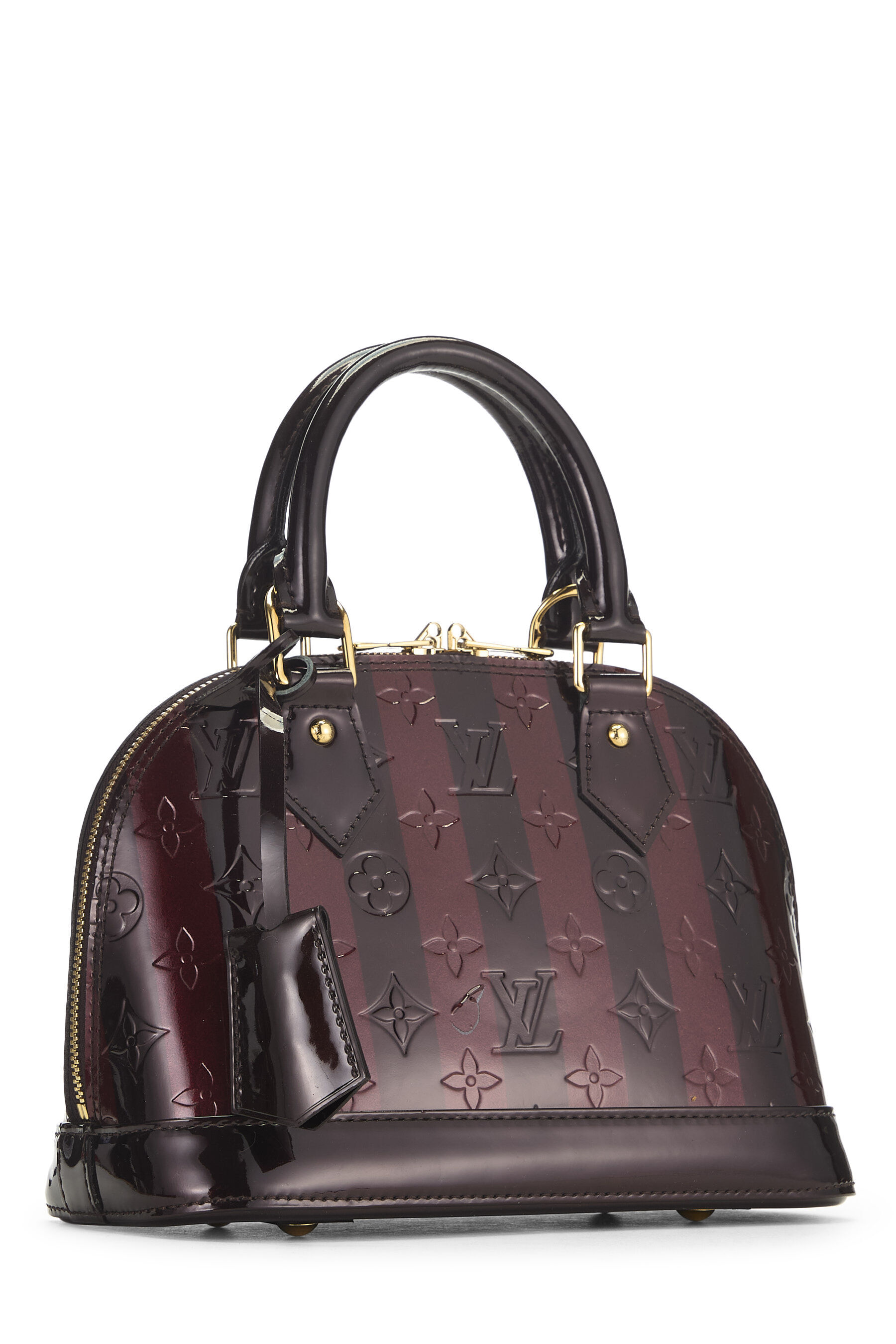 Pre-Owned Griotte \u0026 Amarante Monogram Vernis Rayures Alma BB QJB06YEAU2000