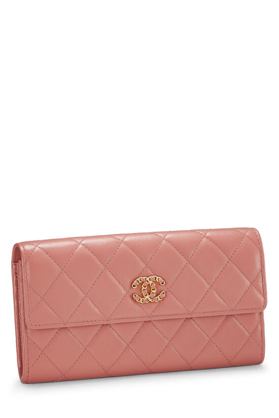 Chanel Pink Quilted Lambskin Leather Large O-Case Zip Pouch