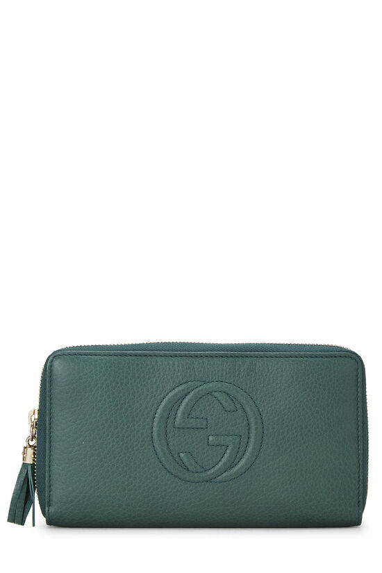 Green Leather Soho Zip Wallet, , large image number 0