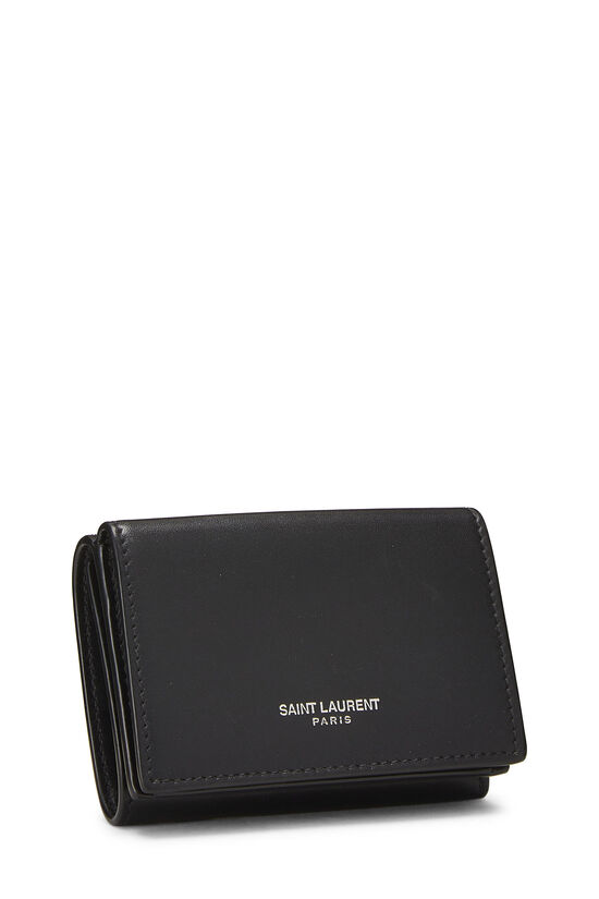 Black Leather Compact Wallet, , large image number 1