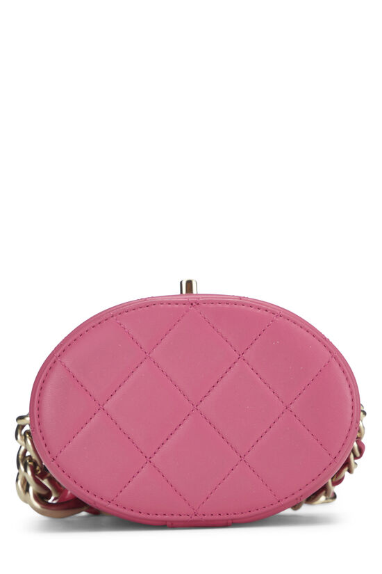 Pink Lambskin 'CC' Elegant Chain Vanity Case