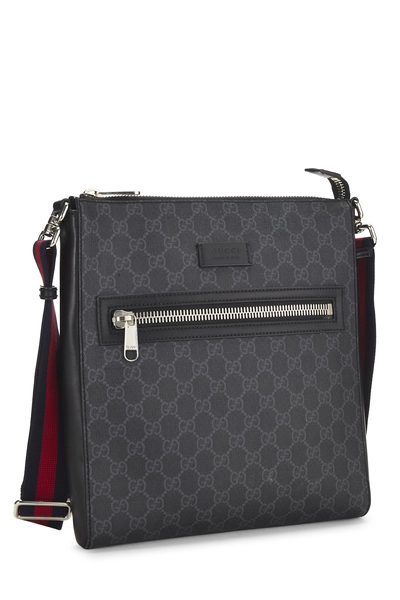Black GG Supreme Canvas Zip Flat Messenger, , large