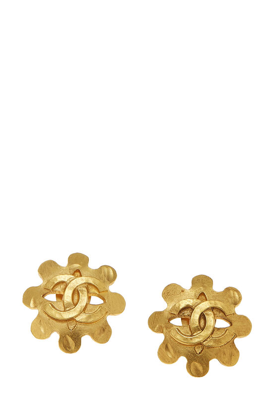 Gold 'CC' Squiggle Border Earrings , , large image number 0
