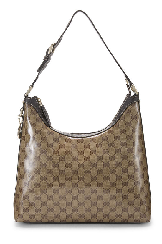 Brown GG Crystal Canvas Charmy Hobo, , large image number 0