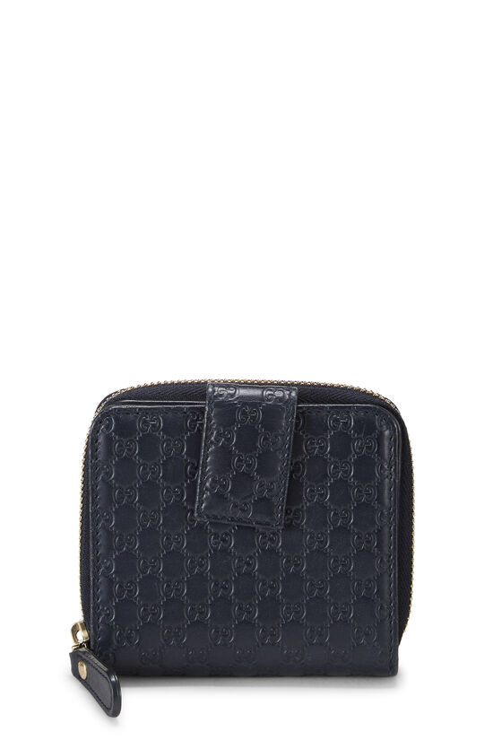 Navy Guccissima Leather French Compact Zip Wallet, , large image number 0