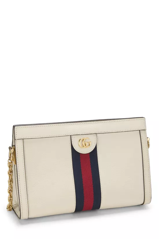 White Leather Ophidia Shoulder Bag Small, , large image number 1