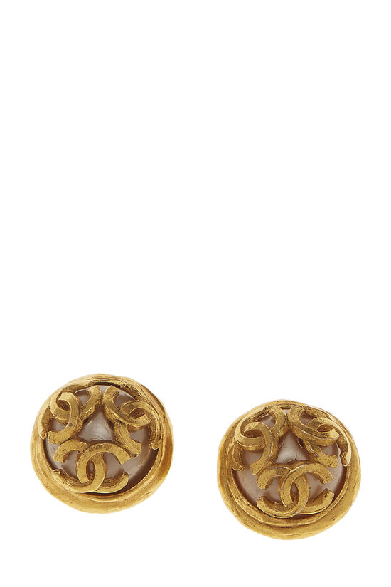 Chanel Gold & Faux Pearl 3 'CC' Earrings Q6JDZA28DB005