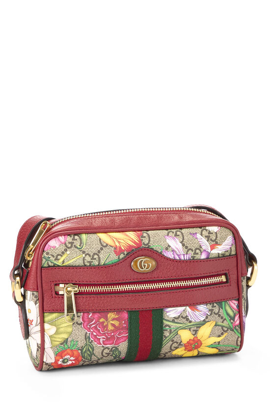 Red GG Supreme Ophidia Flora Shoulder Bag Mini, , large image number 1