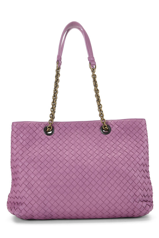 Purple Intrecciato Leather Chain Tote Medium, , large image number 3