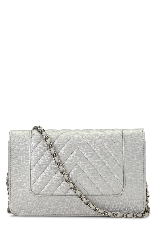 Silver Quilted Caviar Mademoiselle Wallet On Chain (WOC), , large image number 3