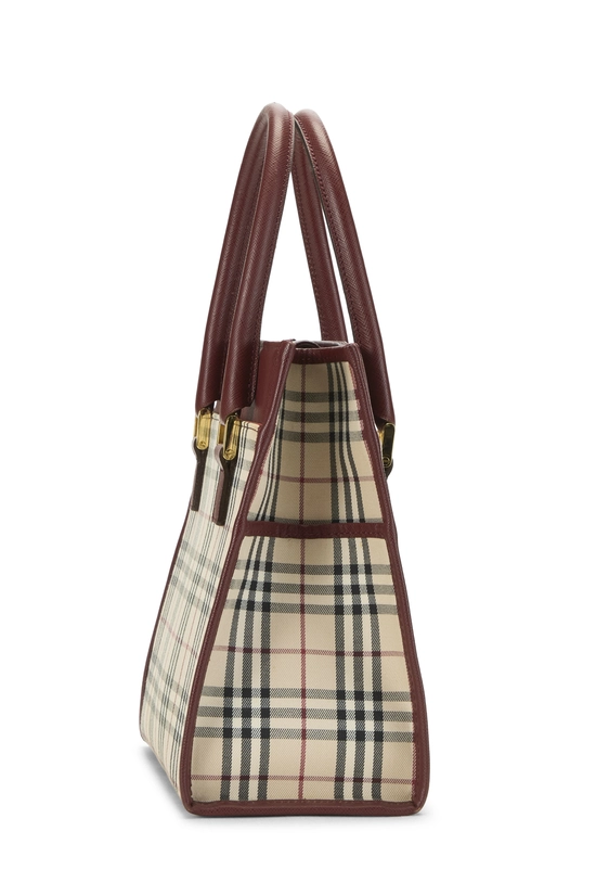 Burgundy House Check Jacquard Handbag Small, , large image number 2