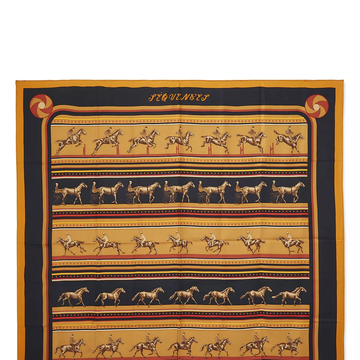 Hermès Orange & Multicolor 'Sequences' Silk Scarf 90