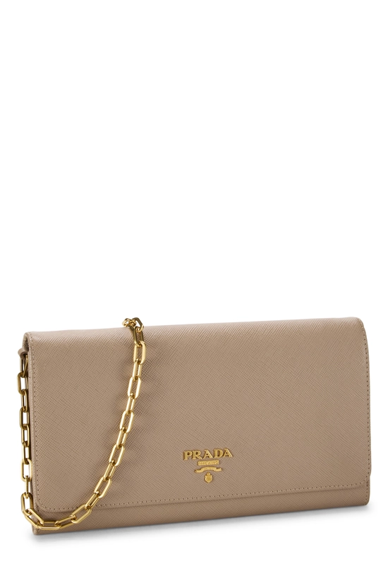 Beige Saffiano Leather Wallet On Chain (WOC), , large image number 1