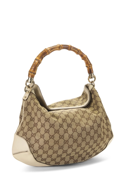 Gucci White Original GG Canvas Bamboo Peggy Hobo Medium — photo 2
