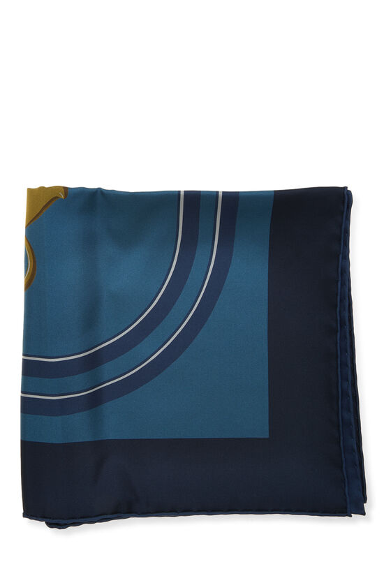 Blue & Multicolor 'Brides de Gala' Silk Scarf 90, , large image number 2