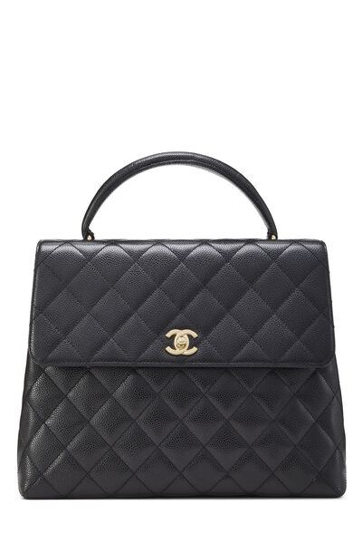 Black Quilted Caviar Kelly Jumbo