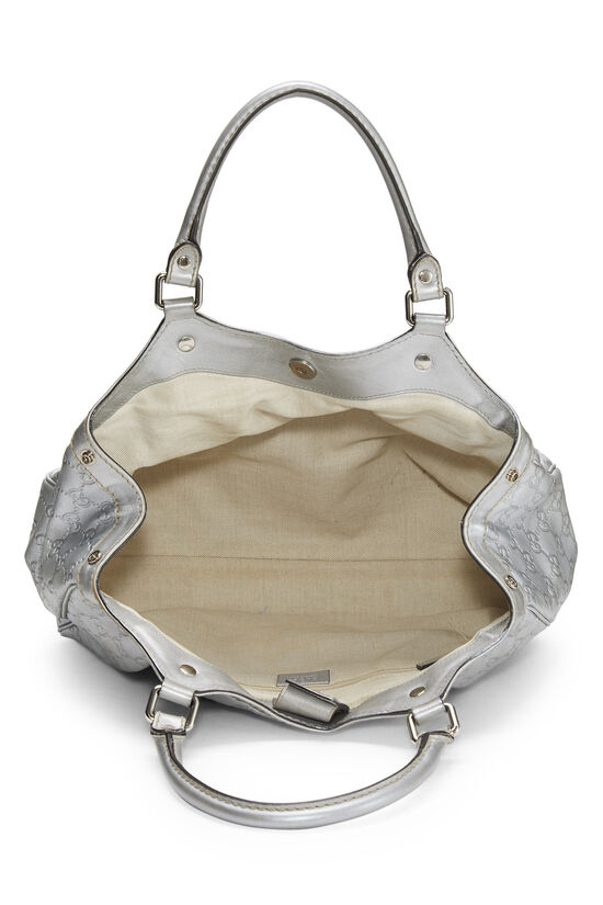 Metallic Silver Guccissima Leather Sukey Tote, , large image number 5