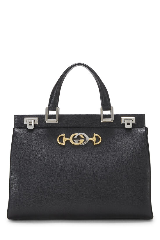 Black Leather Zumi Top Handle Bag Medium, , large image number 0