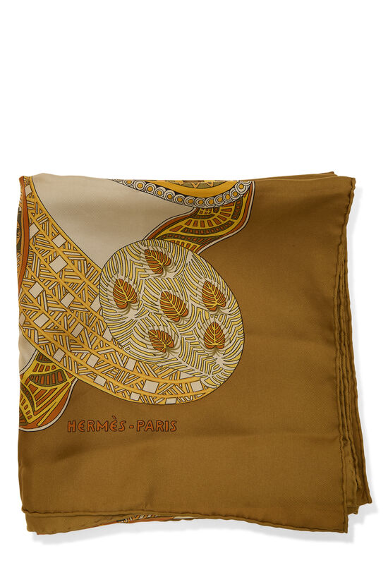 Brown & Multicolor 'Art des Steppes' Silk Scarf 90, , large image number 1