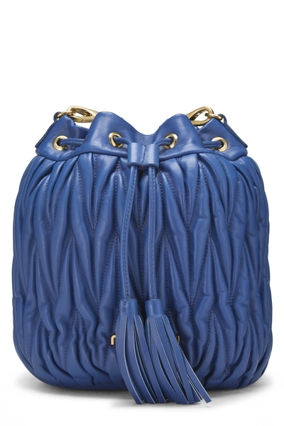 Blue Nappa Convertible Bucket Bag