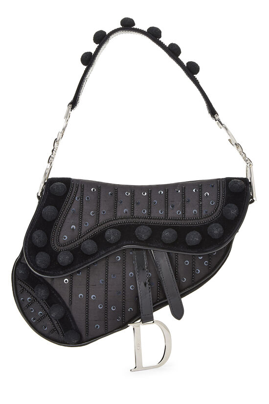 Black Satin Embellished Saddle Bag, , large image number 1