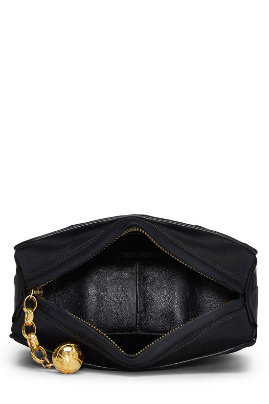 Black Woven Satin Shoulder Bag Small, , large image number 5