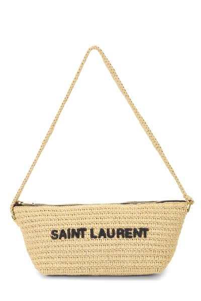 YSL Beige Raffia Le Tuc Shoulder Bag