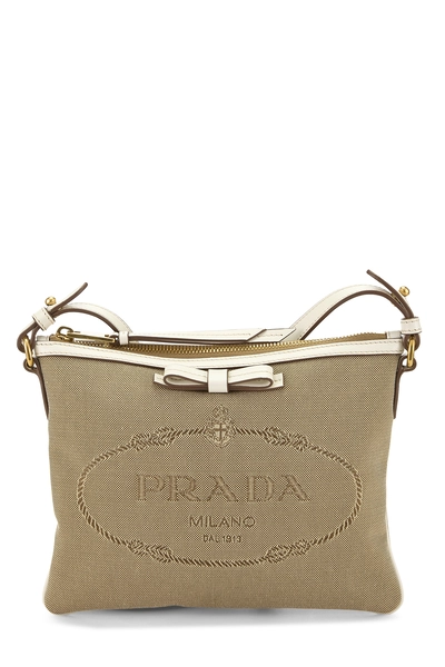 Beige Logo Jacquard Bow Messenger
